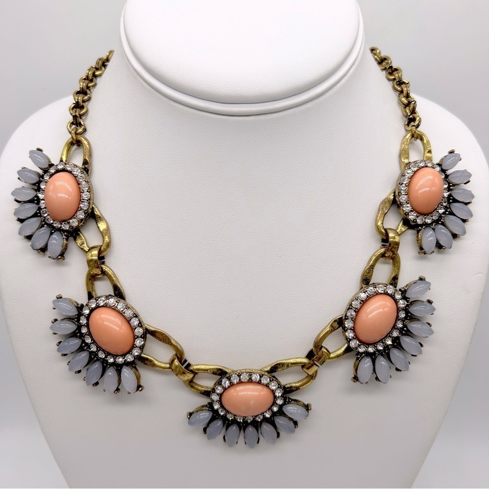 J. Crew Peach and Lavender Jeweled Necklace
